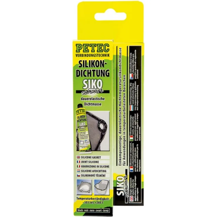 Petec 97780 Hochtemperatur-Silikondichtung SIKO schwarz - 70ml Tube