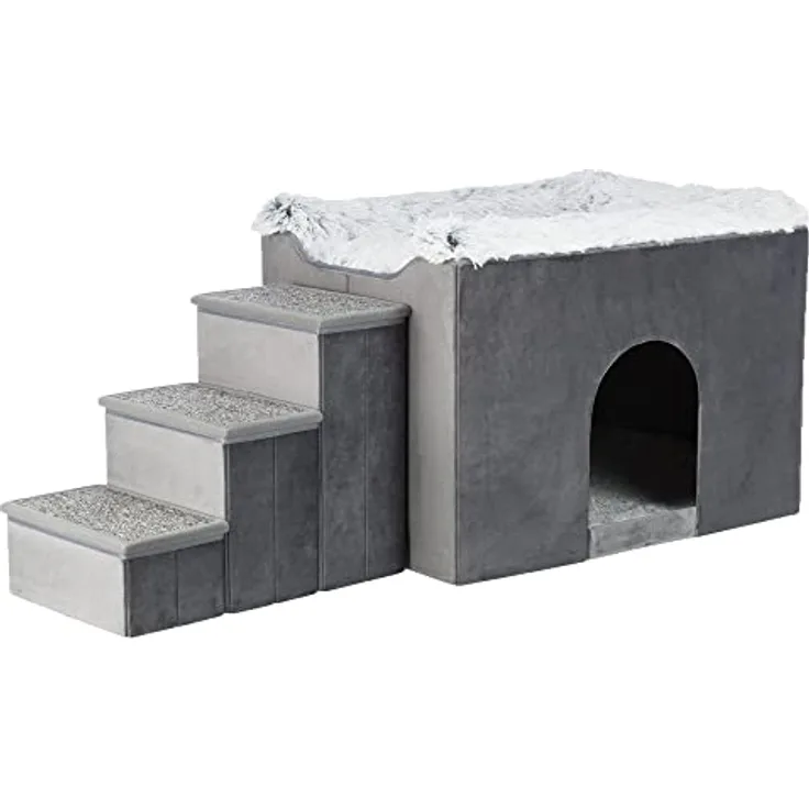 Höhle Harvey mit Treppe 119x47x50 cm grau/weiß-schw.