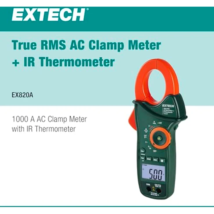 Extech Spannungsprüfer Extech EX820A Stromzange digital IR-Thermometer CAT IV 600 V A – Bild 3