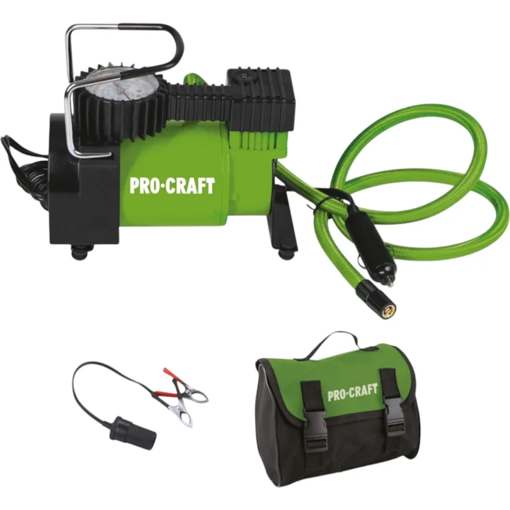 Procraft LK190, Luftkompressor 7 bar mit 168 W Leistung und 12 V Anschluss, inkl. Tasche und 3 Aufsatzdüsen