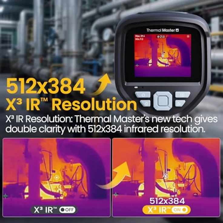 Thermal Master Thor 002, Wärmebildkamera mit 512x384 IR-Auflösung, 3,5-Zoll IPS Bildschirm, 2M Pixel visuelle Kamera, temperaturbereich -20°C bis 550°C, NETD <40mK – Bild 2