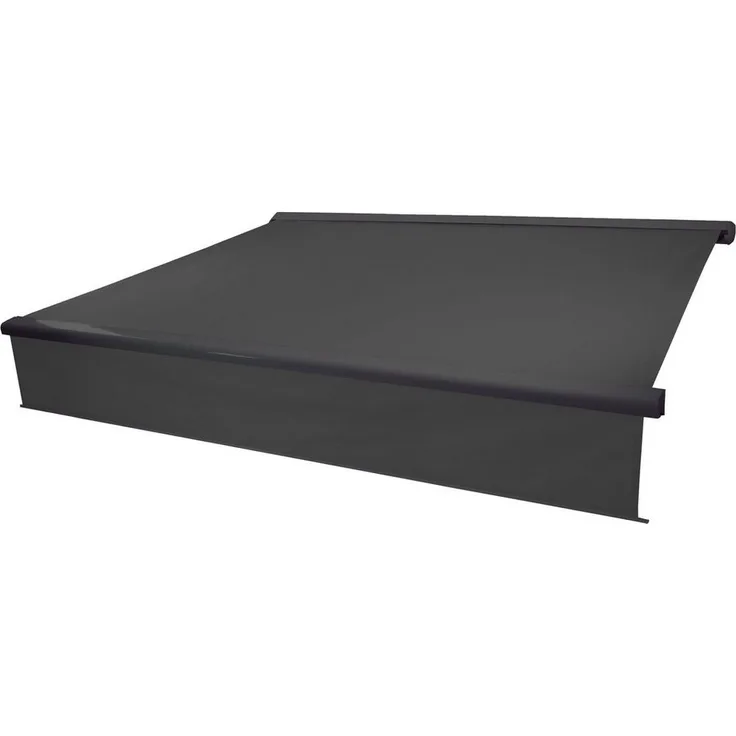 MCW Kassettenmarkise H124-4x3-aV Vollkassette mit Dooya-Markenmotor 205W, Polyacryl-Bezugsstoff, schwarz