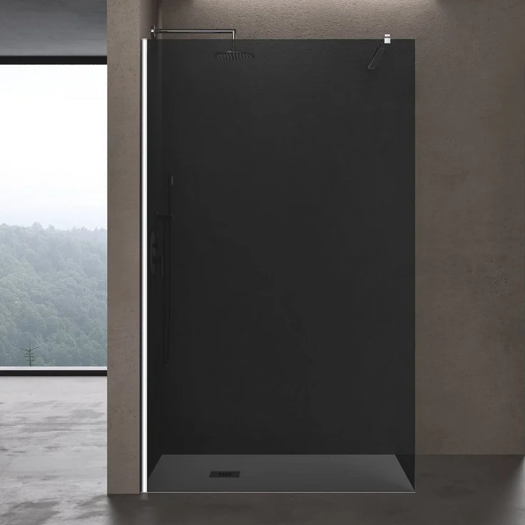 doporro Walk-in-Dusche Duschwand Bremen1VG, 8 mm ESG Sicherheitsglas, NANO-Beschichtung, dunkelgrau – Bild 1