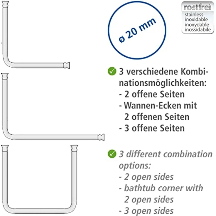 WENKO Winkelstange Universal Schwarz, 20 mm – Bild 3