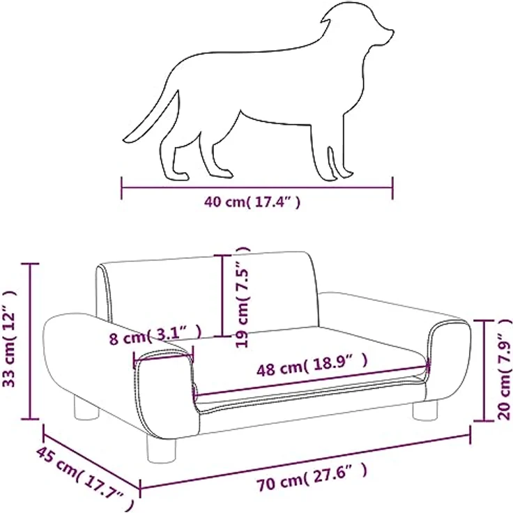 vidaXL Hundebett, Hundekissen mit weicher Polsterung, Hundesofa Hundecouch für kleine Hunde Haustiere, Haustierbett Katzenbett, Rosa Samt – Bild 4