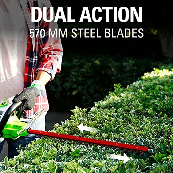 Greenworks Tools 2200107ua Heckenschere Modell High-End, Li-Ion, kabellos, mit Akku 2-AH und Ladegerät, 24V, grün – Bild 3