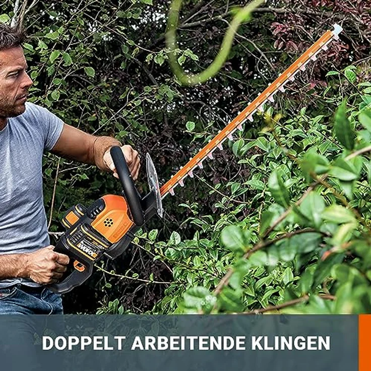 WORX WG284E.9 40V (2x20V) Elektro Dual Schnittklingen für gleichmäßige Schnitte Inkl. Schutzköcher Heckenschere ohne Akku & Ladestation – Bild 3