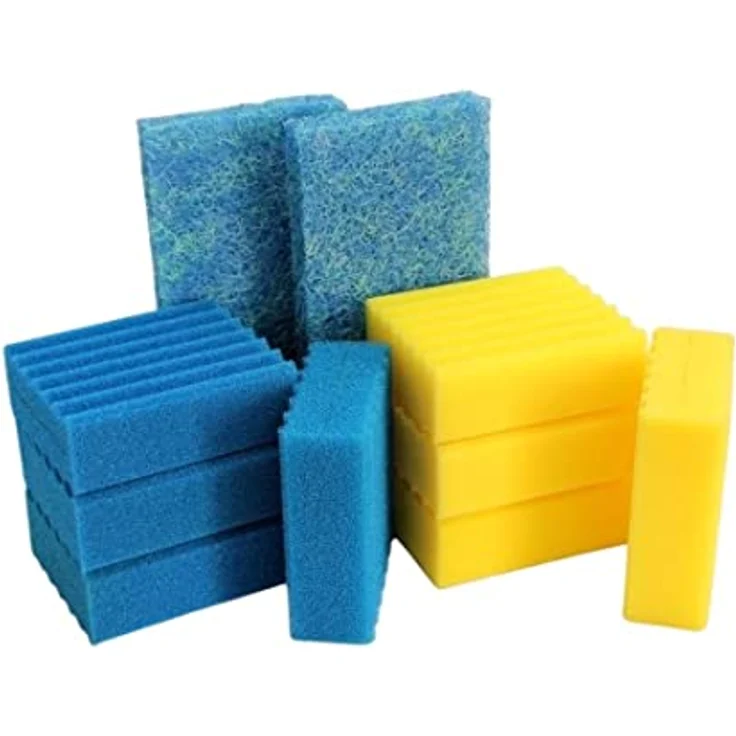 AquaOne Ersatzschwämme + Japanmatten Set CBF 350 B, Filtermedien für Teichfilter mit hoher Wasserdurchlaufmenge, 4 blaue & 4 gelbe Schwämme – Bild 2