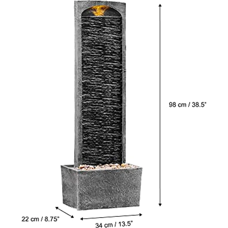 Peaktop - Garten Terrasse Stein 38 Zoll aufrechter Wasserfall Brunnen RJ-19041-EU – Bild 5