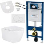 GEBERIT Tiefspül-WC GEBERIT-AL5513-SET, Abgang waagerecht, Spülrandlos, Vorwandelement, Spülkasten, Keramik, Soft-Close, Weiß - Preisvergleich