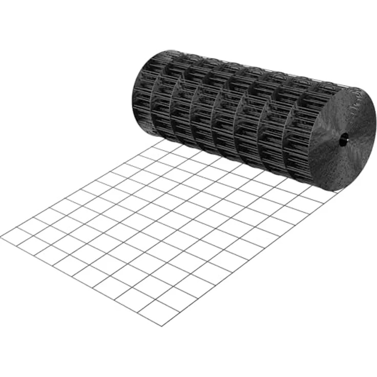 VEVOR Gartenzaun, 61 cm x 7,62 m, verzinkter Drahtzaun mit schwarzer PVC-Beschichtung, Maschenweite 5,08 x 7,62 cm für Hühner & Kaninchen – Bild 1