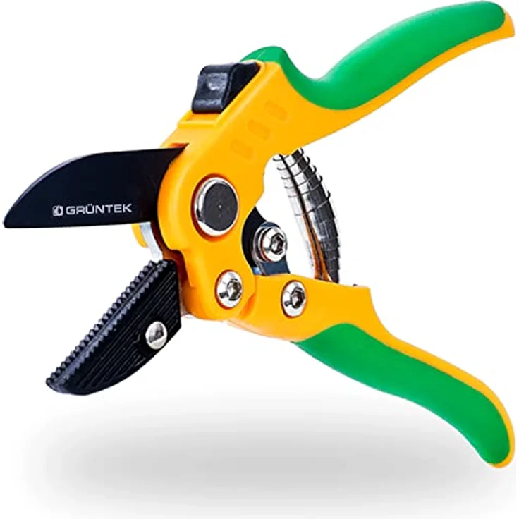 GRÜNTEK Amboss Gartenschere STAR, 220 mm, SK5 Klinge Teflon-beschichtet, ergonomische Soft-Touch Griffe, Einhand-Schnellverschluss, bis Ø 20 mm – Bild 1