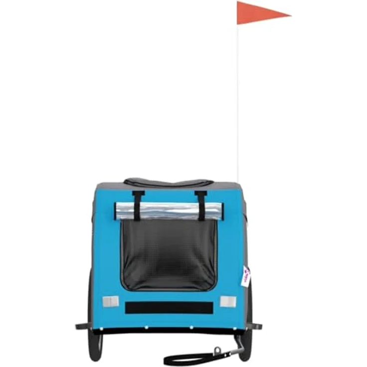 vidaXL Hunde-Transportbox Fahrradanhänger Blau und Grau Oxford-Gewebe Eisen, 45 kg Tragfähigkeit – Bild 4