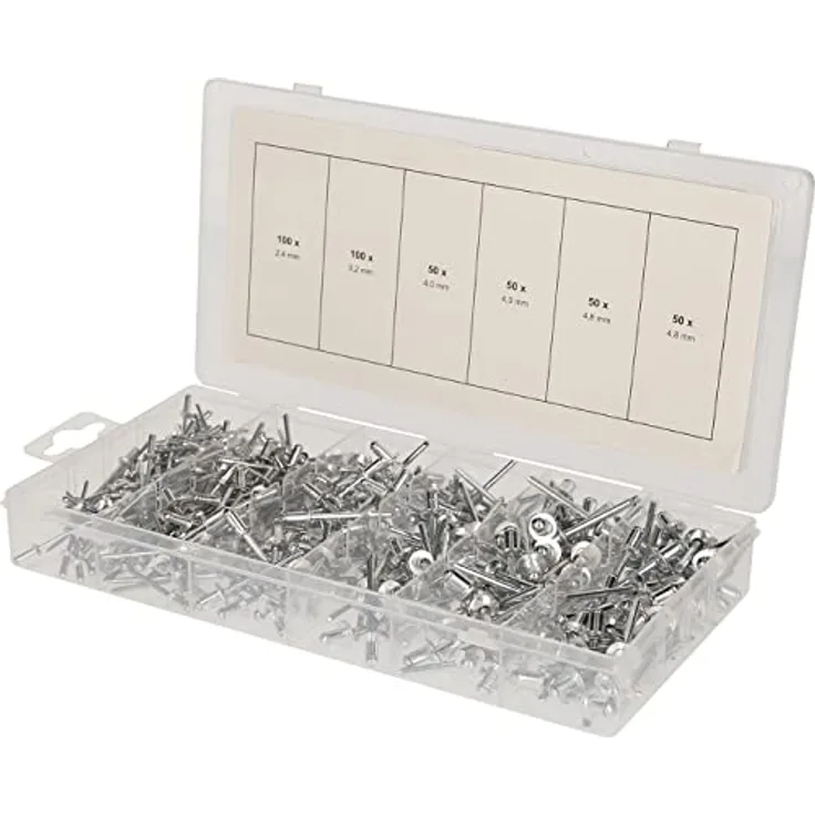 BRILLIANT TOOLS BT066950 Sortiment Blindnieten, 400-tlg, 2, 4 - 3, 2 - 4 - 4, 8 mm [Powered by KS TOOLS]