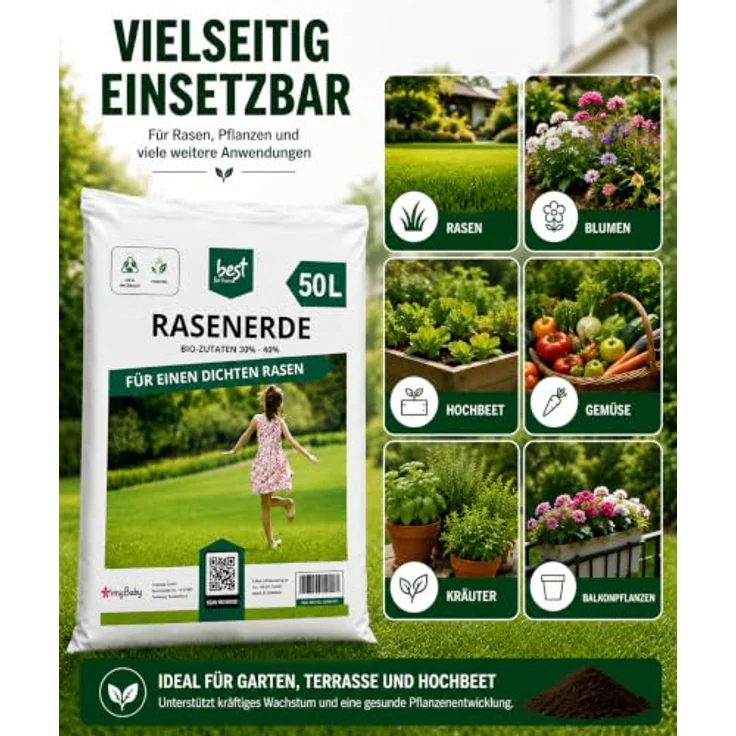 Best for Home Bio-Erde Bio-Blumenerde, torffrei, 100% biologisch, nährstoffreiche Mischung für Zimmer- & Balkonpflanzen, 20L oder 50L – Bild 3
