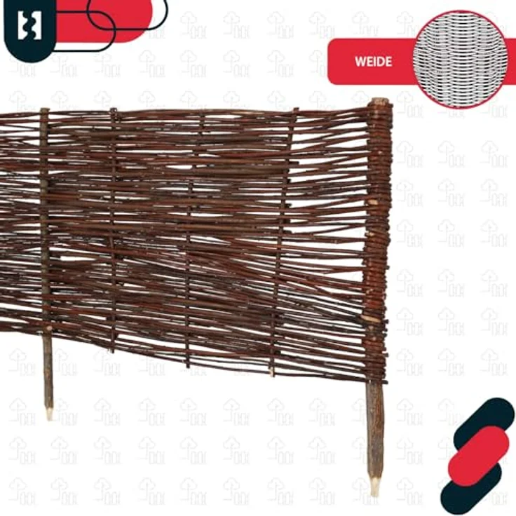 KOTARBAU® 10er Set Beetbegrenzung Weidenzaun 120 x 40 cm, naturbraun, wetterbeständig, flexible Beeteinfassung aus Weidengeflecht – Bild 5