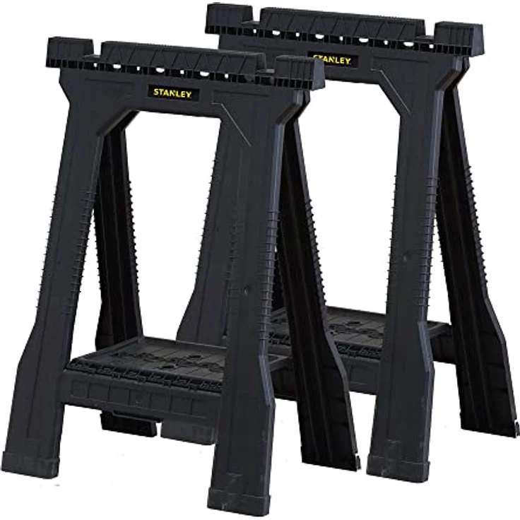 Stanley Unterstellbock - Arbeitsbock ''Junior'' (57x12x81cm, paarweise geliefert, fester Stand durch Gummifüße, flach zusammenklappbar, bis zu 340kg Belastbarkeit) STST1-70355 – Bild 2