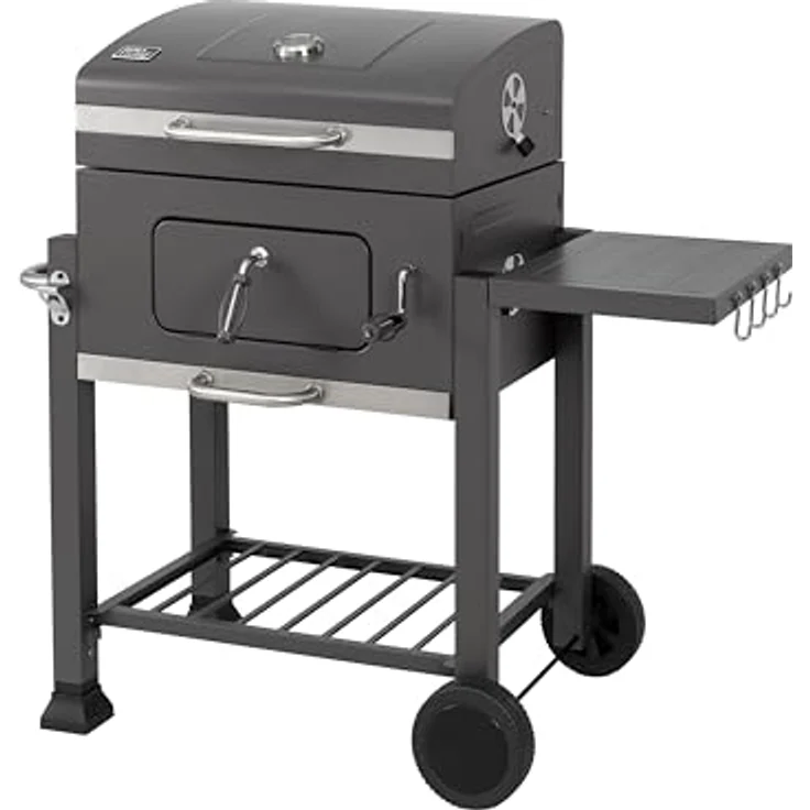 Koll Living Holzkohlegrill Lyv, Grillwagen mit Deckel, Thermometer, höhenverstellbarer Kohlewanne, Seitenablage und Rollen für optimale Hitzesteuerung – Bild 4