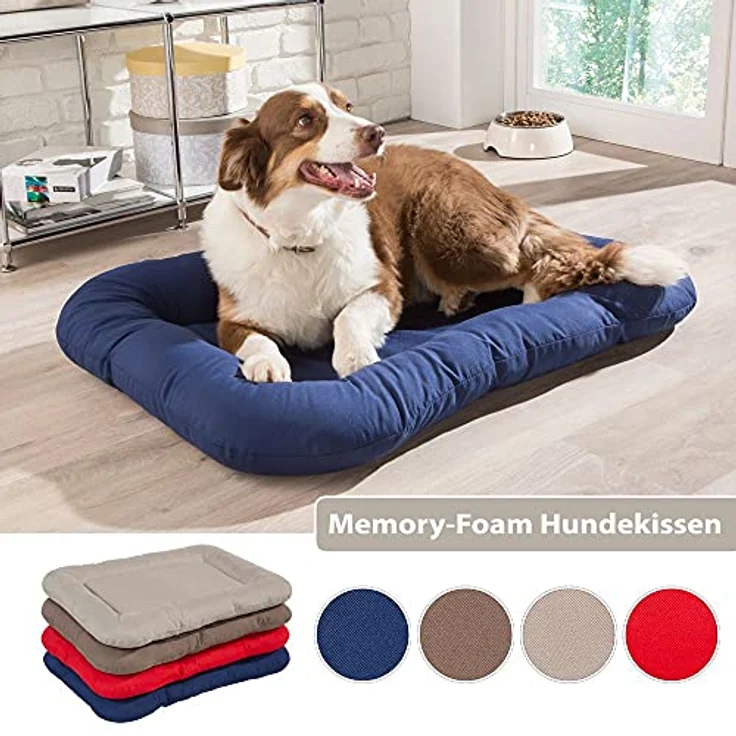KAHU® Hundebett mit Viskoschaum Hundebett mit Viscoschaum I orthopädischer Hundekorb mit Memory-Schaum I Schmutz & Wasserabweisendes Hundekissen I Farbe: Blau I Größe: 66x89cm – Bild 5