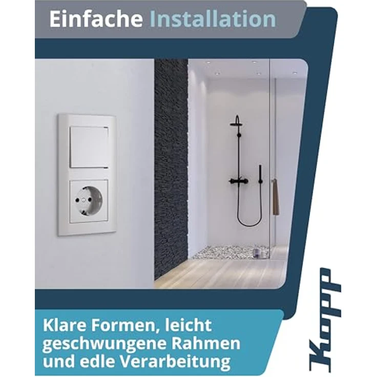 Kopp Abdeckrahmen Athenis, reinweiß, 1-fach, Profi-Pack mit 10 Stück, IP20 Schutzart für Innenbereich – Bild 5