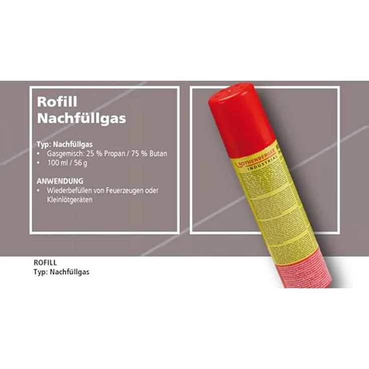 ROTHENBERGER Industrial RoFill Super 4x Nachfüllgas 100 ml, Gaskartusche mit hohem Reinheitsgrad für Feuerzeuge und Gasbrenner inkl. 5 Adapter – Bild 4