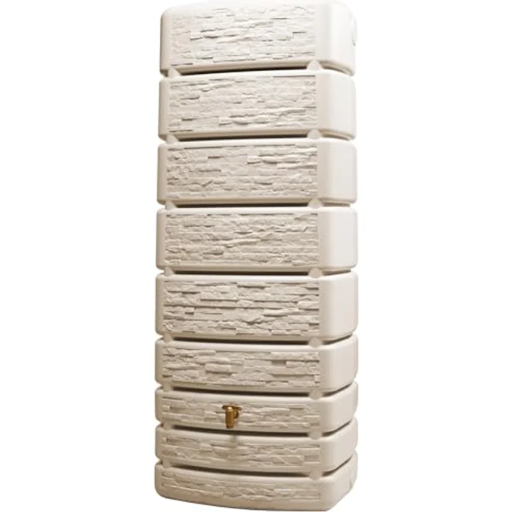 Graf 4Rain Regentonne Wand-Tank SLIM Stone Dekor 500L sandbeige, Stilvolle Steinoptik, inkl. Auslaufhahn – Bild 2
