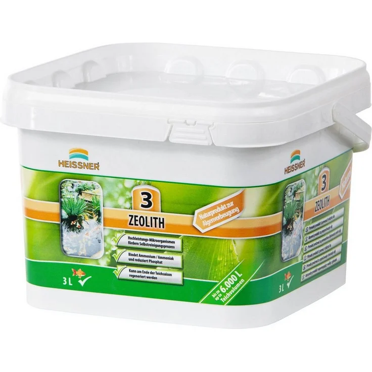 Heissner Teichpflege Zeolith 3kg, Naturprodukt zur Algenprävention für 3000l Teichwasser, fischverträglich