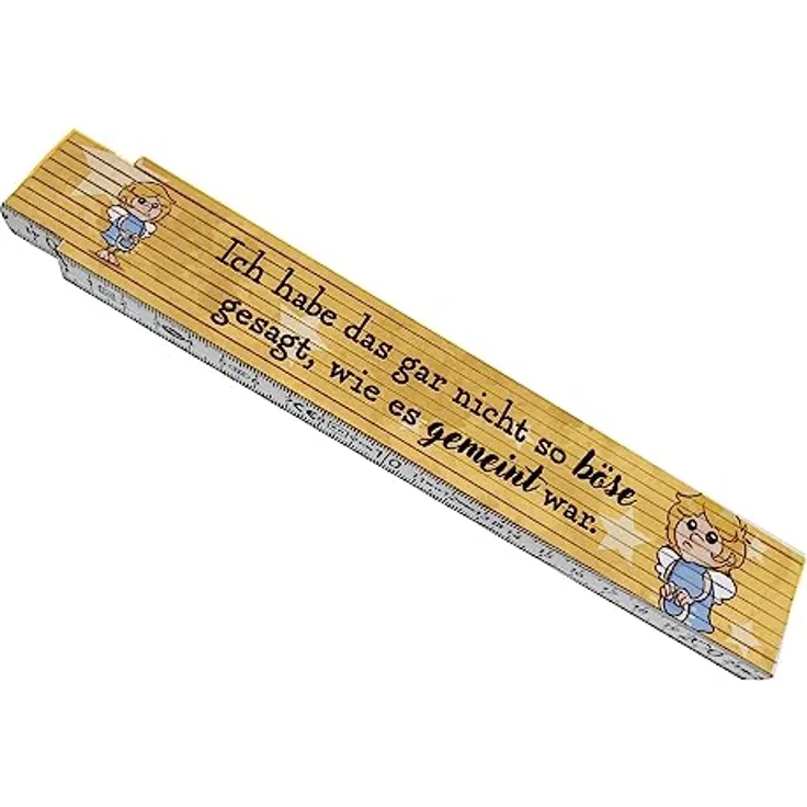 speecheese Engel Meterstab aus Holz, Zollstock mit Spruch "Nicht so böse gesagt, wie gemeint", 24x3,5 cm, 10 Gelenke