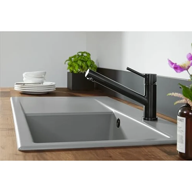 Villeroy & Boch Como Hochdruck Küchenarmatur, Edelstahl anthracite mit 360° Schwenkbereich, Standarmatur, Modell 92510005 – Bild 6