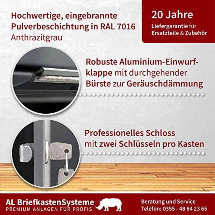 3er Briefkasten Anthrazit Anlage 3 Fach Wandbriefkasten Postkasten Ausführung 3 – Bild 3