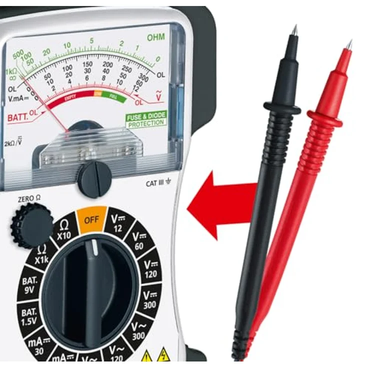 LASERLINER MultiMeter-Home Hand-Multimeter, Spannungsprüfer mit recyceltem Kunststoffgehäuse, Batterietest-Funktion, Analog-Skala – Bild 5