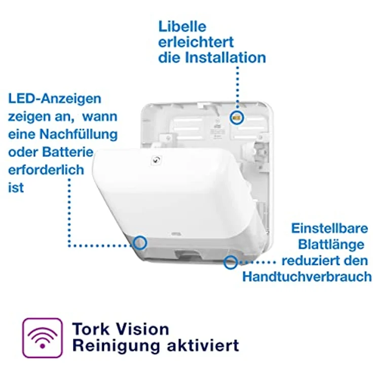 Tork Matic Sensorspender für Rollenhandtücher H1, berührungsfreies Händetrocknen, verstellbare Handtuchlänge, Elevation Design, Kunststoff – Bild 2