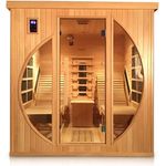 HECHT Infrarot Sauna Fantasy | 12 Heizstrahler, 3450 W, 180 x 180 x 190 cm, mit 2 Liegen, LED-Lichttherapie und Bluetooth