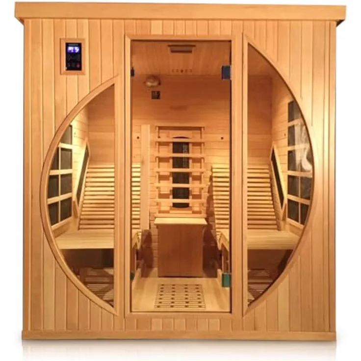 HECHT Infrarot Sauna Fantasy | 12 Heizstrahler, 3450 W, 180 x 180 x 190 cm, mit 2 Liegen, LED-Lichttherapie und Bluetooth