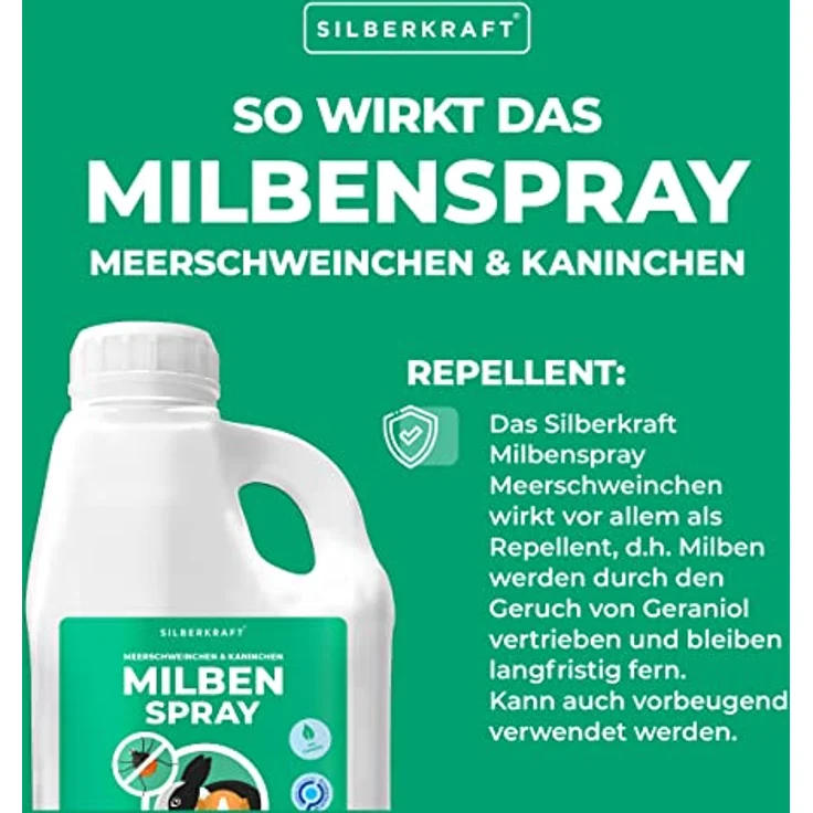 Silberkraft Milbenspray, hochwirksames Milbenmittel für Meerschweinchen, Hamster & Nager, 2000 ml, Sofort- & Langzeitschutz, made in Germany – Bild 3