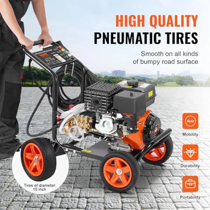 VEVOR Gas-Hochdruckreiniger G250A, 4400 PSI, 15 l/min mit Kupferpumpe, Spritzpistole, Verlängerungsstab und 5-Düsen-Set – Bild 5
