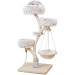 Fudajo Designer Kratzbaum in Zweigdesign 130 cm hoch, Katzenkratzbaum mit Plüsch und Sisal, Kletterbaum für Katzen, Katzenbaum mit Hängeliege - Preisvergleich