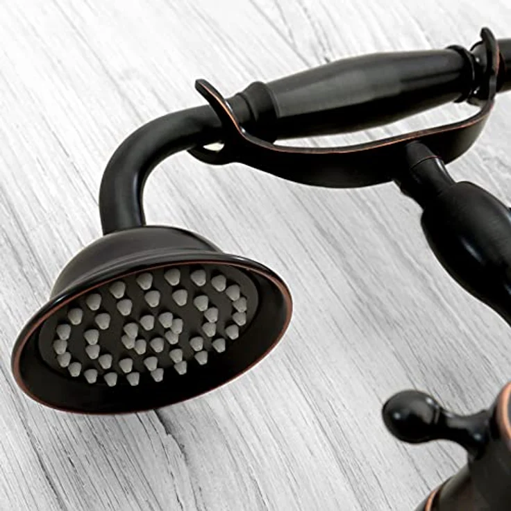 Rea Jahrgang Mischer Antippen Wasserhahn, Retro Badewannenarmatur mit schwarzem Duschkopf, Wandmontage, 265 mm Höhe – Bild 5