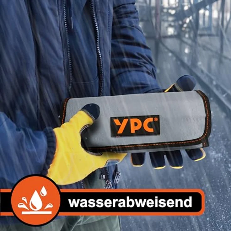 YPC VarioRoll M, rollbare Werkzeugtasche 36x25cm mit 2 Reißverschlusstaschen, 4 Steckfächern und 4 Schlaufen, wasserfestes Oxford 600D Polyester, ideal für Schraubendreher und Outdoor-Abenteuer – Bild 4