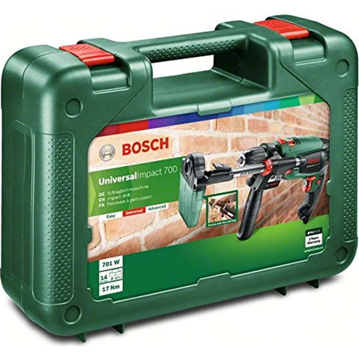 Bosch Schlagbohrmaschine UniversalImpact 700 DA (Bohrassistent, Zusatzhandgriff, Tiefenanschlag, Koffer, 700 Watt) – Bild 2