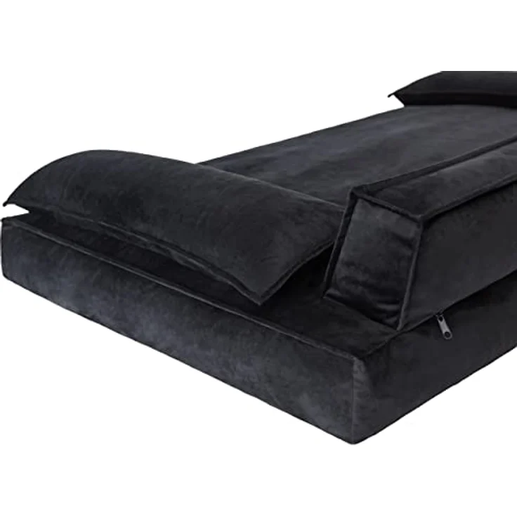DOGGY Hundebett Haustierbett Hundeliegen Hundecouch Liegen Hundekissen Bett Sofa Hundekorb Tierbett Hundesofa Matratze Schlafplãtze, Schwarz, 120 x 77 cm - Bezug mit Reißverschluss, Erhöhung für den Kopf, leicht zu reinigen, OEKO-TEX-zertifiziert – Bild 3