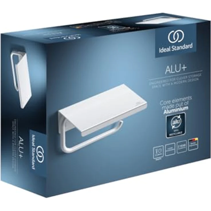Ideal Standard Papierrollenhalter Alu+, funktionaler Rollenhalter mit Ablage, silber, IF Design Award 2024 – Bild 2