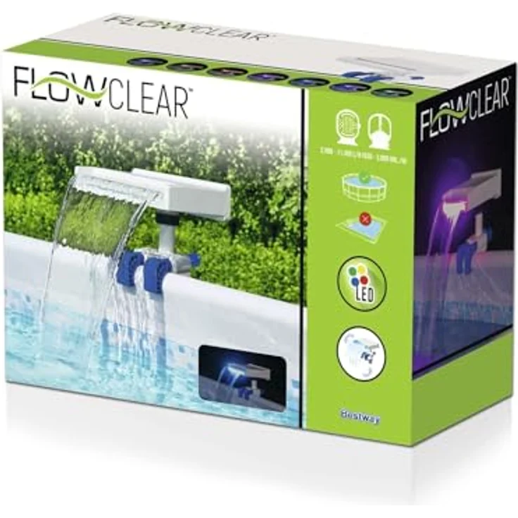 Bestway LED-Wasserfall für Stahlrahmenpools, mit 8 Beleuchtungsmodi, IP67 wasserdicht, Betrieb mit 3 AA-Batterien, automatischer Abschaltfunktion – Bild 5