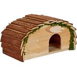 Relaxdays Igelhaus, Holz & Moos, Igelhotel mit Boden, Winterquartier für Igel, Garten, HxBxT: 18 x 34 x 17 cm, Natur