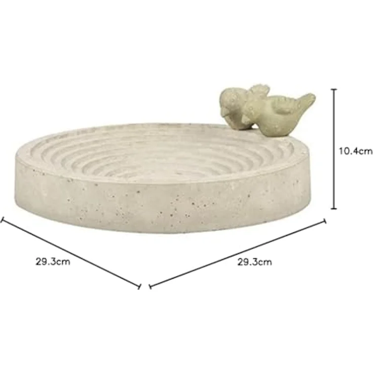 Esschert Design Vogeltränke Vogelbad Vogelbecken Futterschale Beton Wasserstelle – Bild 2