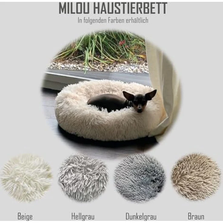 MediSafety Haustierkissen Milou Hundebett XL Braun - Besonders Flauschiges Haustiersofa Kuschelinsel rund 50-80cm – Bild 3