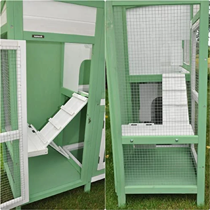 nanook Premium Kaninchenstall Jumbo XXL, besonders großer Hasenstall mit Seitenaufgang, wetterfest in grün-weiß, 145 x 48 x 109 cm – Bild 5