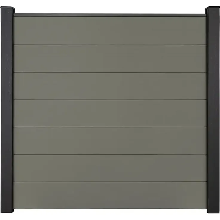 GroJa Solid Steckzaun Grande, Sichtschutzzaun 180 x 180 cm in Grau, modernes Design und witterungsbeständig