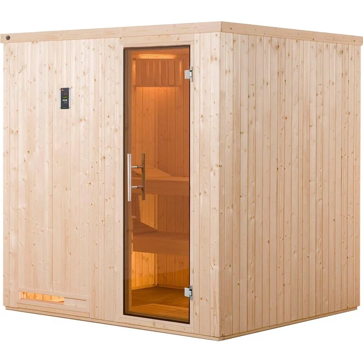 Weka Sauna Halmstad 2, 194 x 177 x 199 cm, 68 mm, Graphit-Optik, 7,5 kW-Ofen mit digitaler Systemsteuerung