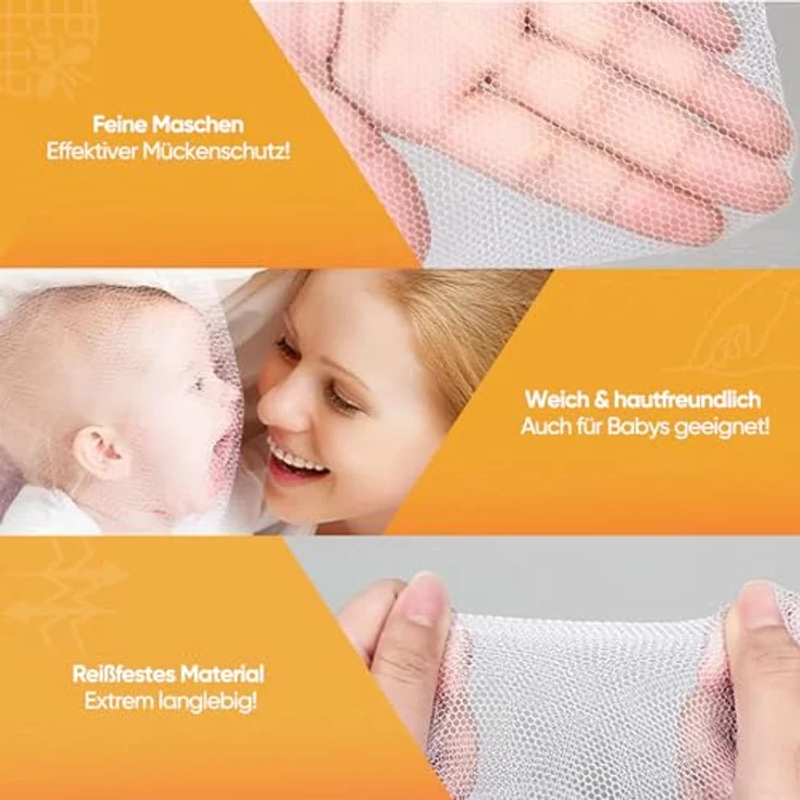 Sekey Moskitonetz Bett Betthimmel für Baby, weiß, Insektenschutz, 60x220x850cm, waschbar, inklusive Aufhängesatz – Bild 4